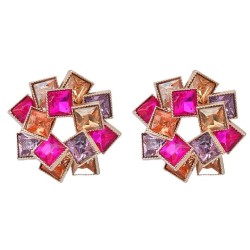 earrings fashion colorful diamond multilayer square Rhinestone wind Alloy diam..
