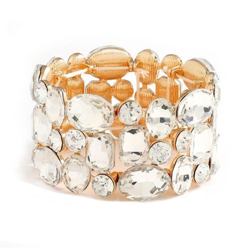 creative style embed geometry crystal glass Colorful Rhinestone elasticity bangle occidental style exag