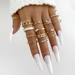 occidental styleins lady chain more ring creative enamel butterfly hollow ring..