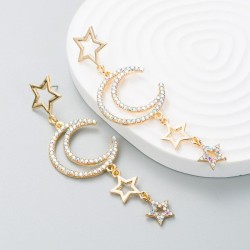 ins wind  Alloy diamond Rhinestone creative Moon fully-jewelled earrings trend..