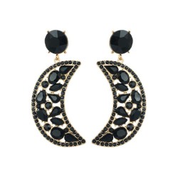 occidental style fashion crescent-shaped Alloy colorful diamond earring Moon e..