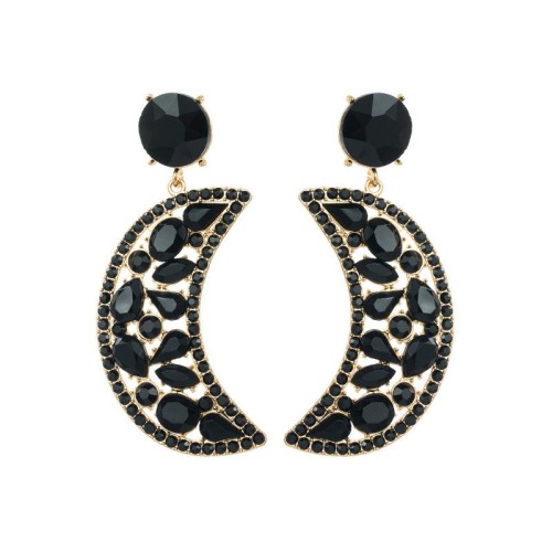 occidental style fashion crescent-shaped Alloy colorful diamond earring Moon earrings womanins silver high temp