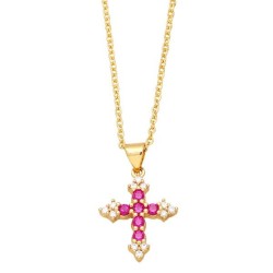  personality color zircon cross pendant necklace woman brief all-Purpose clavi..