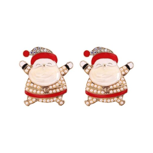 day earrings  creative enamel christmas diamond Santa Claus earring