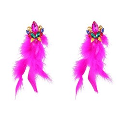 occidental style exaggerating Alloy diamond flowers long style feather tassel ..