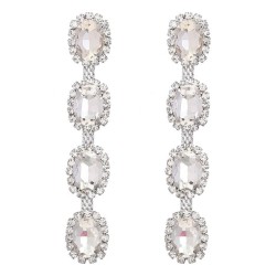 earrings super claw chain multilayer Round glass diamond long style earrings w..