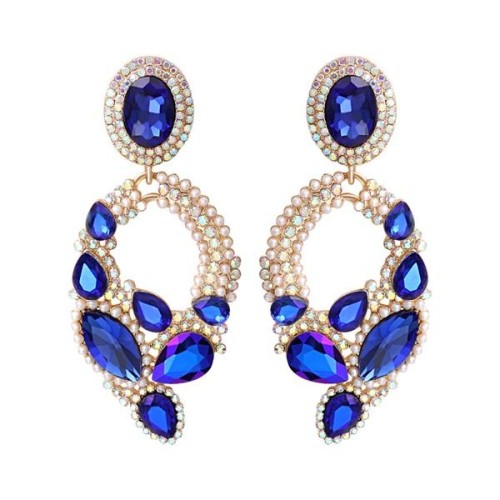  occidental style exaggerating geometry flowers Modeling diamond trend personality woman brief ear stud