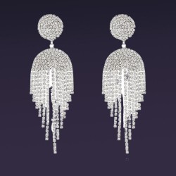 occidental style diamond long style circle earrings temperament tassel claw ch..