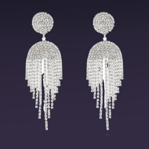 occidental style diamond long style circle earrings temperament tassel claw chain fully-