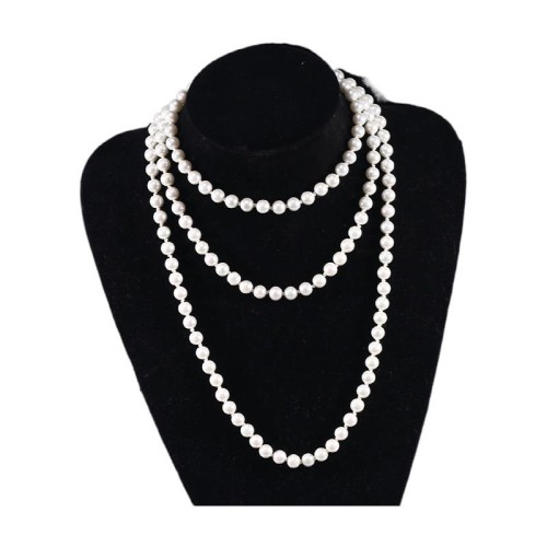  occidental stylemm glass imitate Pearl necklace woman style brief multilayer long style sweater chai