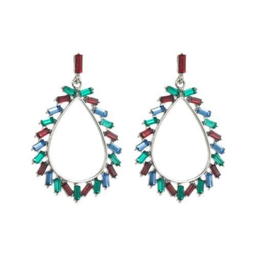 occidental style fashion earrings Alloy embed Rhinestone drop ear stud woman exaggerating geometry earring
