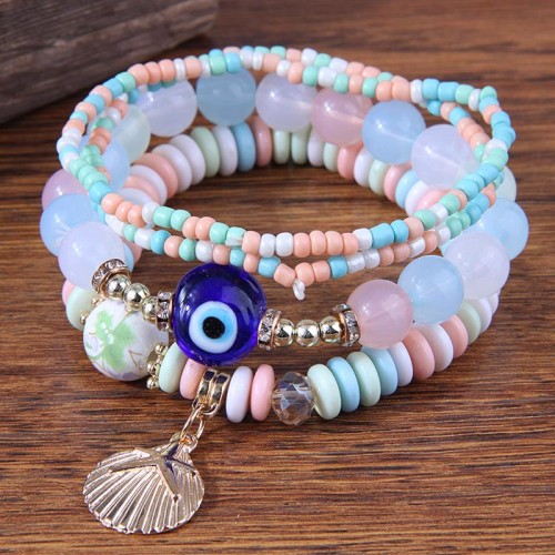 fashion concise all-Purpose eyes Shells multilayer bracelet