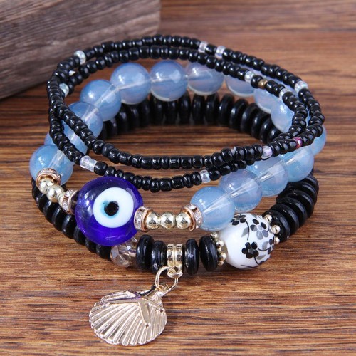 fashion concise all-Purpose eyes Shells multilayer bracelet