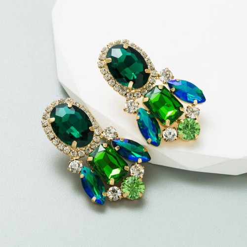 occidental styleins wind Alloy earrings woman embed glass diamond exaggerating Rhinestone high Earring temperam
