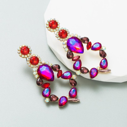 occidental styleins wind glass diamond earrings woman Alloy fully-jewelled ear stud high Earring temperament