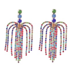 earrings occidental style exaggerating Alloy diamond Rhinestone tassel earring..