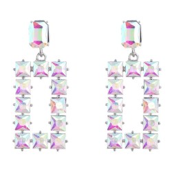 occidental style hollow square Alloy diamond Acrylic geometry earrings woman b..