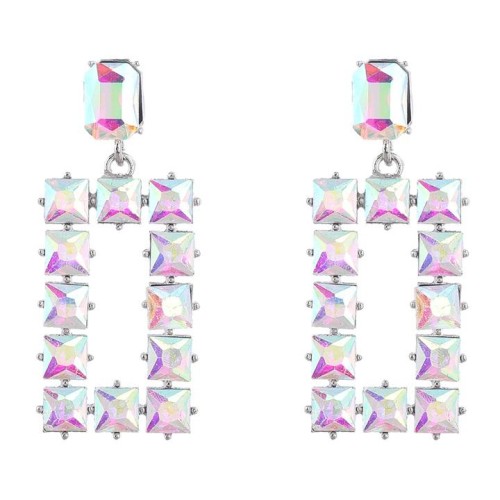 occidental style hollow square Alloy diamond Acrylic geometry earrings woman brief super earringearrings