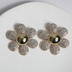 occidental style style color Rhinestone flowers earrings silver fully-jewelled..