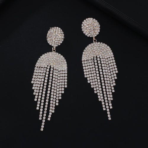 occidental style long style circle earrings temperament tassel claw chain fully-jewelled Rhinestone fashion earr