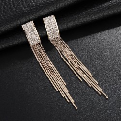 Korean style long style earrings temperament tassel Metal crystal Rhinestone e..