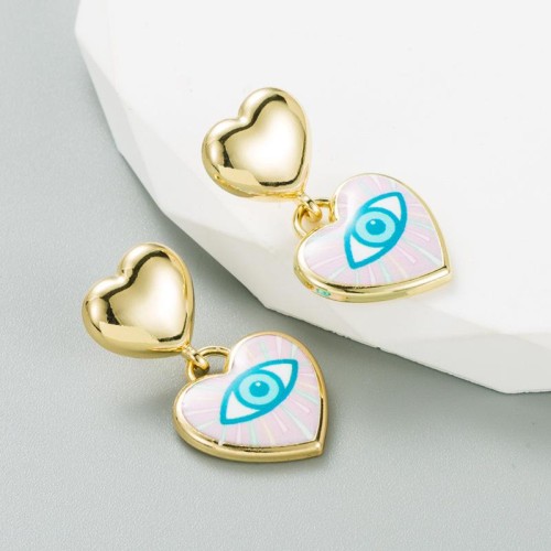occidental style creative geometry love earrings woman Alloy color enamel ear stud samll all-Purpose