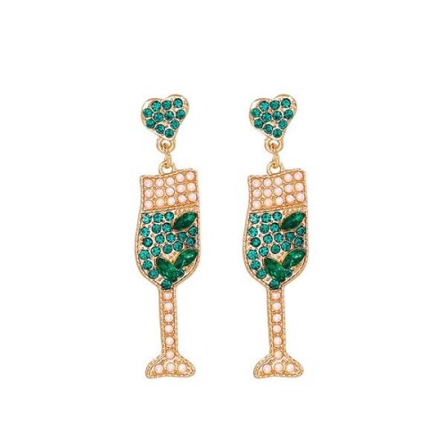 UR creative personality woman samll Alloy diamond Peach heart ear stud fashion occidental styleearrings