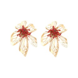 exaggerating wind hollow Metal flowers earrings occidental style beads flowers..