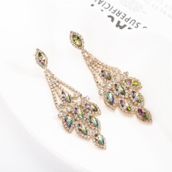 occidental style multicolor  crystal leaves earrings personality diamond ear s..
