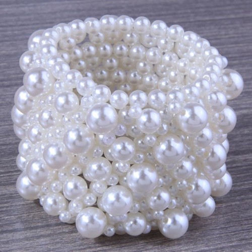 fashion concise pure handmade establishment temperament Pearl super width elasticity bracelet