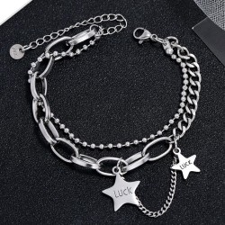 fashion concise stainless steel concise Five-pointed star personality woman br..