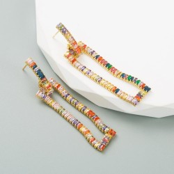ins wind occidental style trend geometry hollow zircon earring earrings woman ..