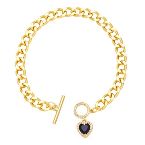 occidental style fashionins love personalityO buckle Peach heart zircon high chain bracelet womanbrj