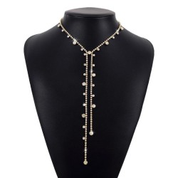 occidental style personality long style Rhinestone tassel necklace  brief temp..