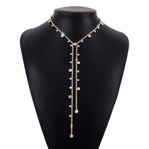 occidental style personality long style Rhinestone tassel necklace  brief temperament retro