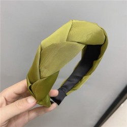 Cloth twisted Headband retro pure color Headband Korean style trend color weav..