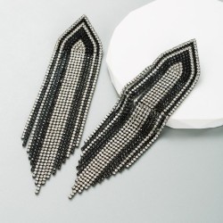 ins wind long style fully-jewelled tassel personality earring creative