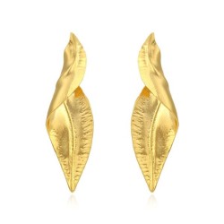 retro temperament gilded Alloy leaves earrings occidental style exaggerating L..