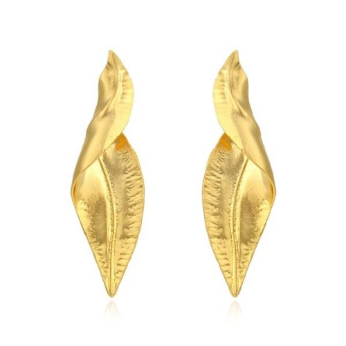 retro temperament gilded Alloy leaves earrings occidental style exaggerating Leaf earring Earring woman