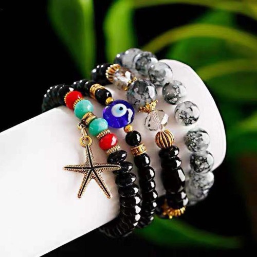 fashion concise Bohemia noble wind mash up Metal starfish  eyes accessories temperament multilayer bracelet