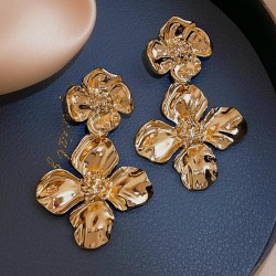 silver fashion Metal flowers earring occidental style personality high tempera..