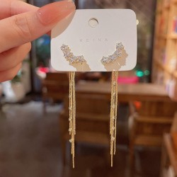  samll high long style tassel zircon earrings woman silver style two star ear ..