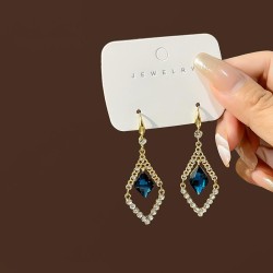 silver fashion high embed Opal rhombus hollow earring samll earrings Earring