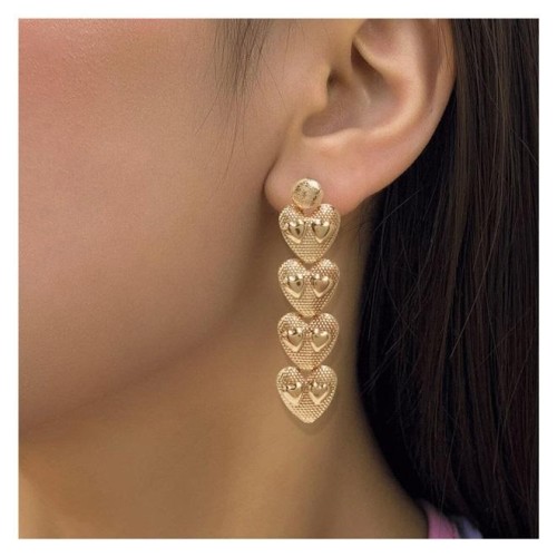  fashion Alloy heart-shaped earring Earring  occidental style temperament Street Snap wind lady earrings F