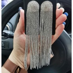 silver occidental style long style tassel earring fully-jewelled personality t..