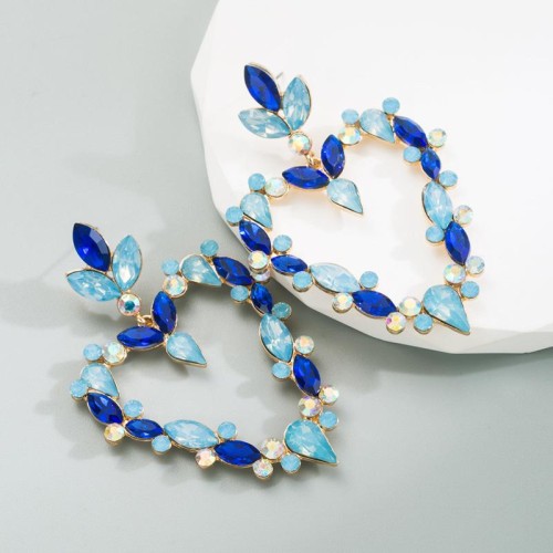 ins wind  Alloy diamond Rhinestone creative love fully-jewelled earrings trend Earring
