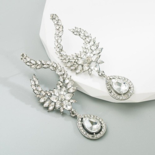  fashionins wind  Alloy embed colorful diamond creative geometry earring fashion high earrings high