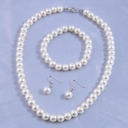 Korean style fashion concise Pearl temperament necklace bracelet earrings  set