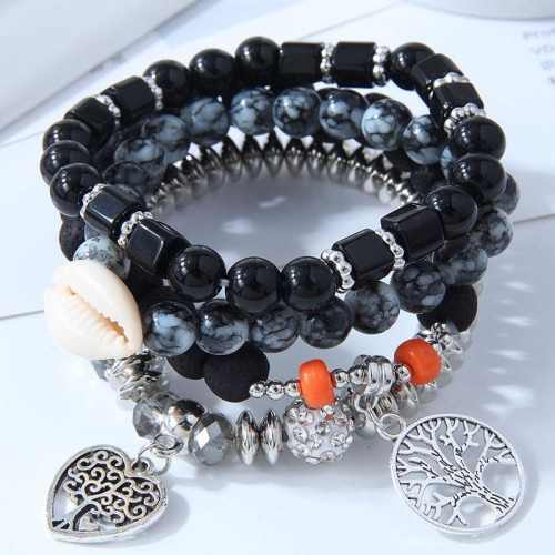 occidental style trend  concise Metal Peach heart Life tree all-Purpose personality beads temperament multilayer br