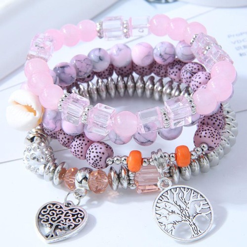 occidental style trend  concise Metal Peach heart Life tree all-Purpose personality beads temperament multilayer br
